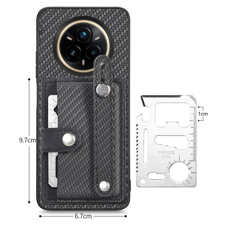 For Realme 14 Pro+ Wristband Kickstand Wallet Back Phone Case with Tool Knife