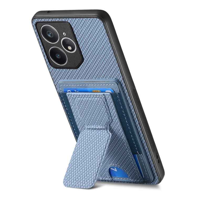 For Realme Neo7 Carbon Fiber Fold Stand Elastic Card Bag Phone Case