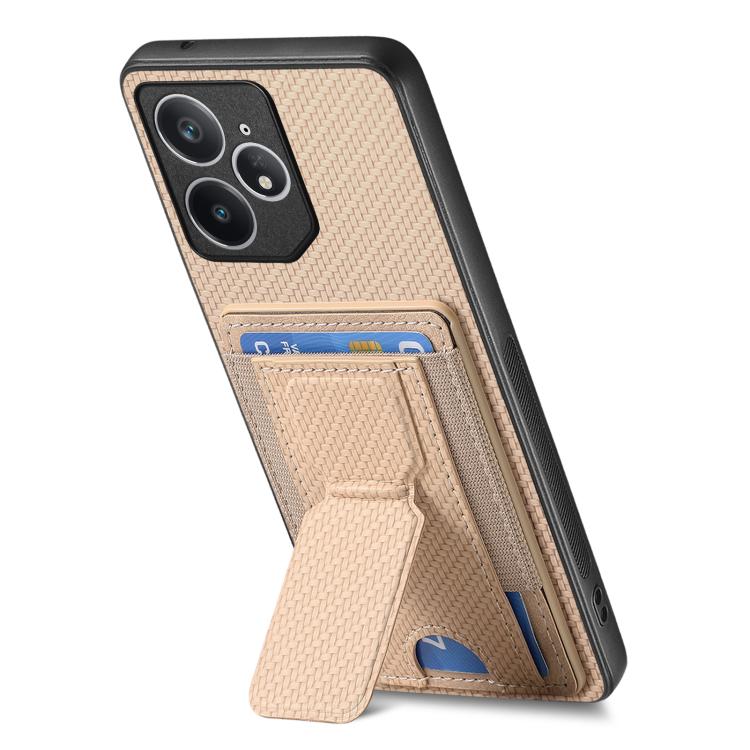 For Realme Neo7 Carbon Fiber Fold Stand Elastic Card Bag Phone Case