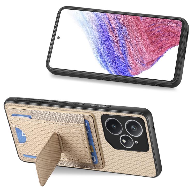 For Realme Neo7 Carbon Fiber Fold Stand Elastic Card Bag Phone Case