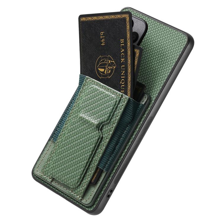 For Realme Neo7 Carbon Fiber Fold Stand Elastic Card Bag Phone Case