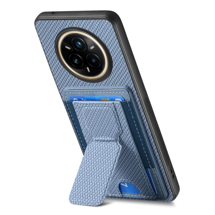 For Realme 14 Pro+ Carbon Fiber Fold Stand Elastic Card Bag Phone Case
