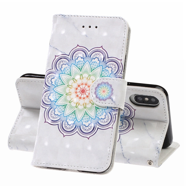 For iPhone X / XS 3D Visual Painting Left And Right Open Leather Case  with Bracket & Card Slot & Wallet & Bracelet