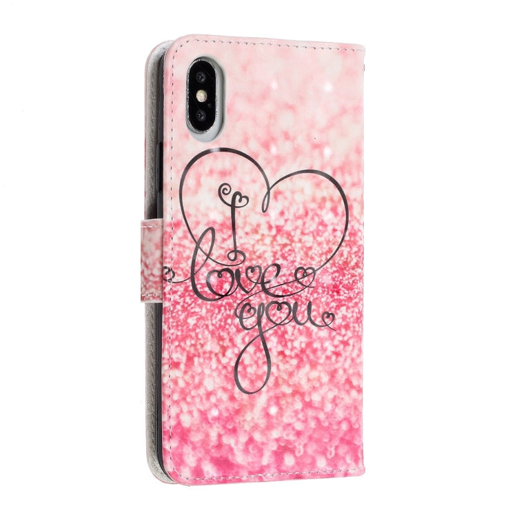 For iPhone X / XS 3D Visual Painting Left And Right Open Leather Case  with Bracket & Card Slot & Wallet & Bracelet