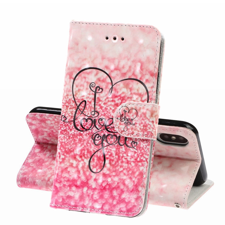 For iPhone X / XS 3D Visual Painting Left And Right Open Leather Case  with Bracket & Card Slot & Wallet & Bracelet