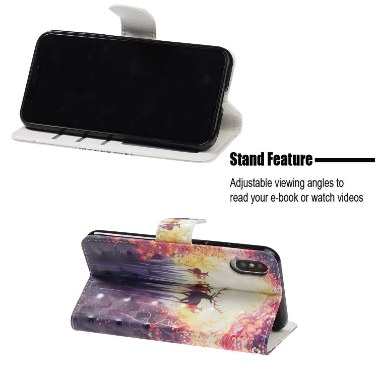 For iPhone X / XS 3D Visual Painting Left And Right Open Leather Case  with Bracket & Card Slot & Wallet & Bracelet