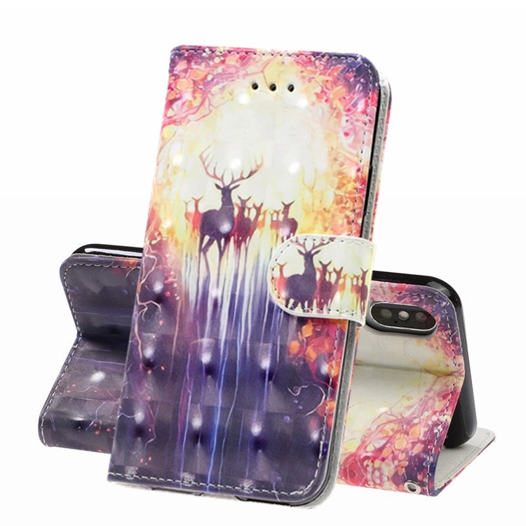 For iPhone X / XS 3D Visual Painting Left And Right Open Leather Case  with Bracket & Card Slot & Wallet & Bracelet