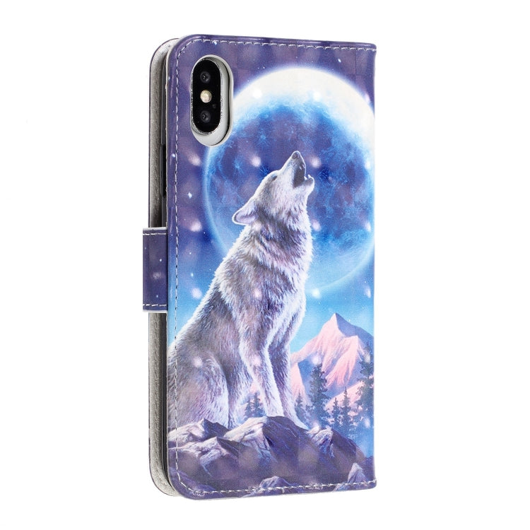 For iPhone X / XS 3D Visual Painting Left And Right Open Leather Case  with Bracket & Card Slot & Wallet & Bracelet