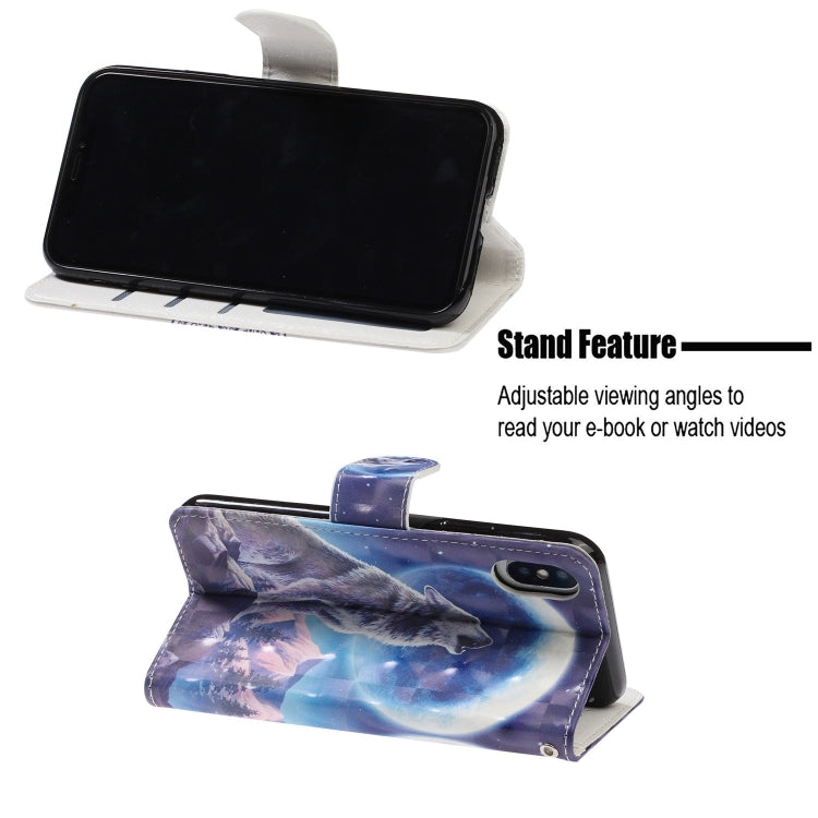 For iPhone X / XS 3D Visual Painting Left And Right Open Leather Case  with Bracket & Card Slot & Wallet & Bracelet