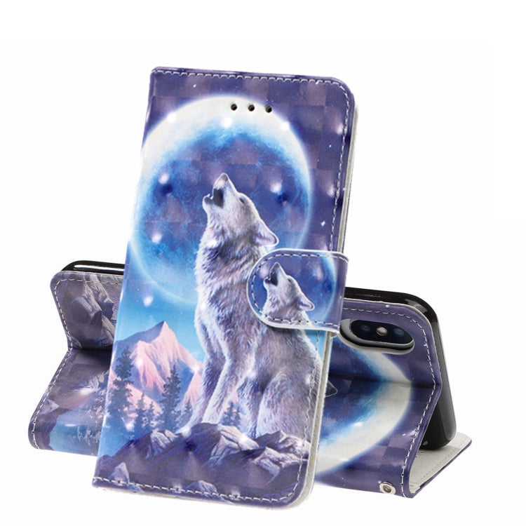 For iPhone X / XS 3D Visual Painting Left And Right Open Leather Case  with Bracket & Card Slot & Wallet & Bracelet