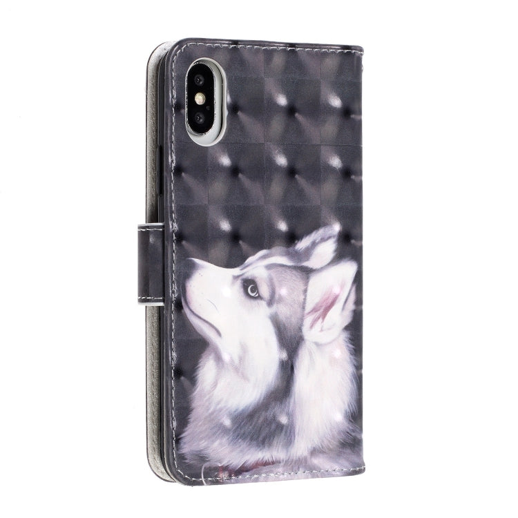 For iPhone X / XS 3D Visual Painting Left And Right Open Leather Case  with Bracket & Card Slot & Wallet & Bracelet