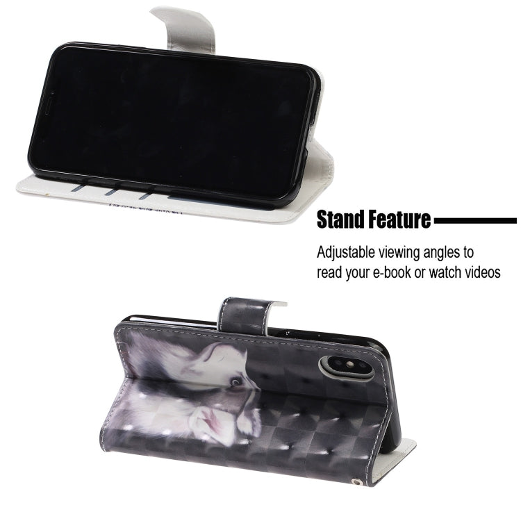 For iPhone X / XS 3D Visual Painting Left And Right Open Leather Case  with Bracket & Card Slot & Wallet & Bracelet