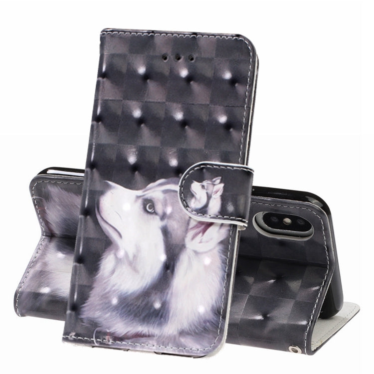 For iPhone X / XS 3D Visual Painting Left And Right Open Leather Case  with Bracket & Card Slot & Wallet & Bracelet