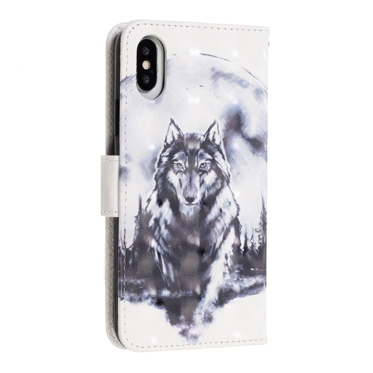 For iPhone X / XS 3D Visual Painting Left And Right Open Leather Case  with Bracket & Card Slot & Wallet & Bracelet