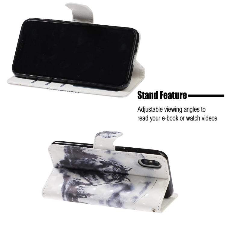 For iPhone X / XS 3D Visual Painting Left And Right Open Leather Case  with Bracket & Card Slot & Wallet & Bracelet