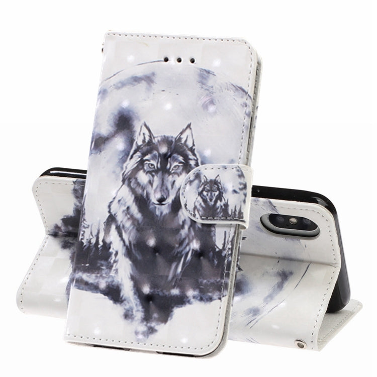 For iPhone X / XS 3D Visual Painting Left And Right Open Leather Case  with Bracket & Card Slot & Wallet & Bracelet