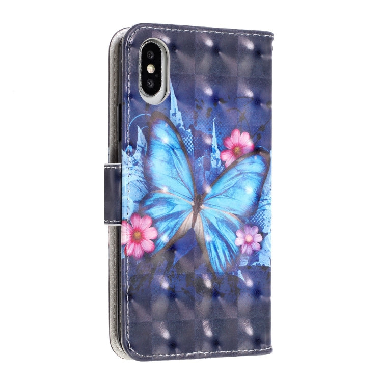 For iPhone X / XS 3D Visual Painting Left And Right Open Leather Case  with Bracket & Card Slot & Wallet & Bracelet