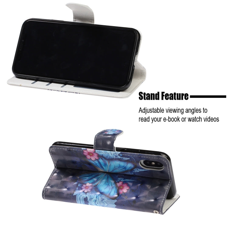 For iPhone X / XS 3D Visual Painting Left And Right Open Leather Case  with Bracket & Card Slot & Wallet & Bracelet