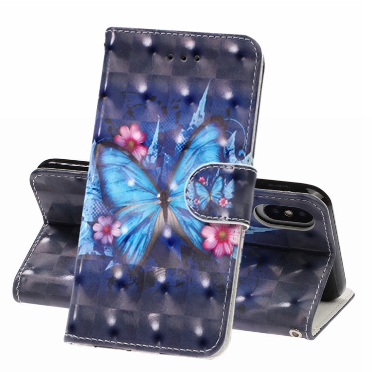For iPhone X / XS 3D Visual Painting Left And Right Open Leather Case  with Bracket & Card Slot & Wallet & Bracelet