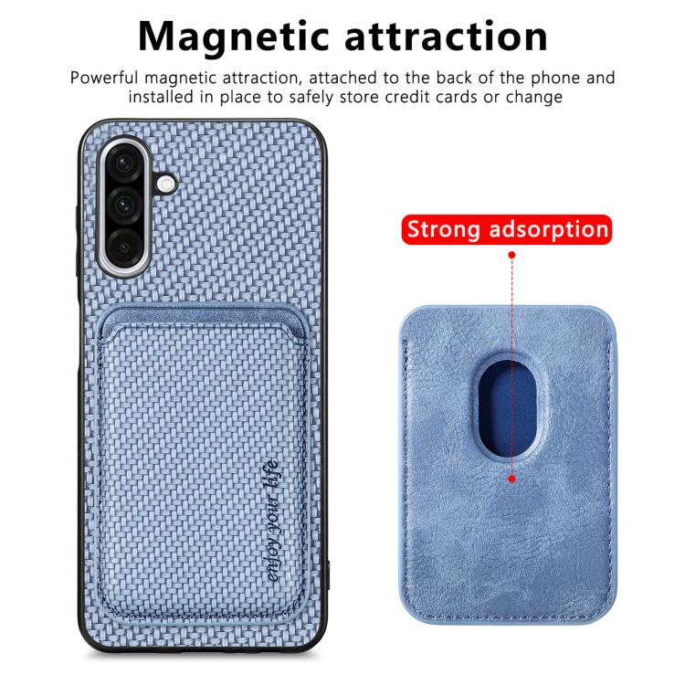 For Samsung Galaxy A36 5G Carbon Fiber Leather Card Magsafe Phone Case