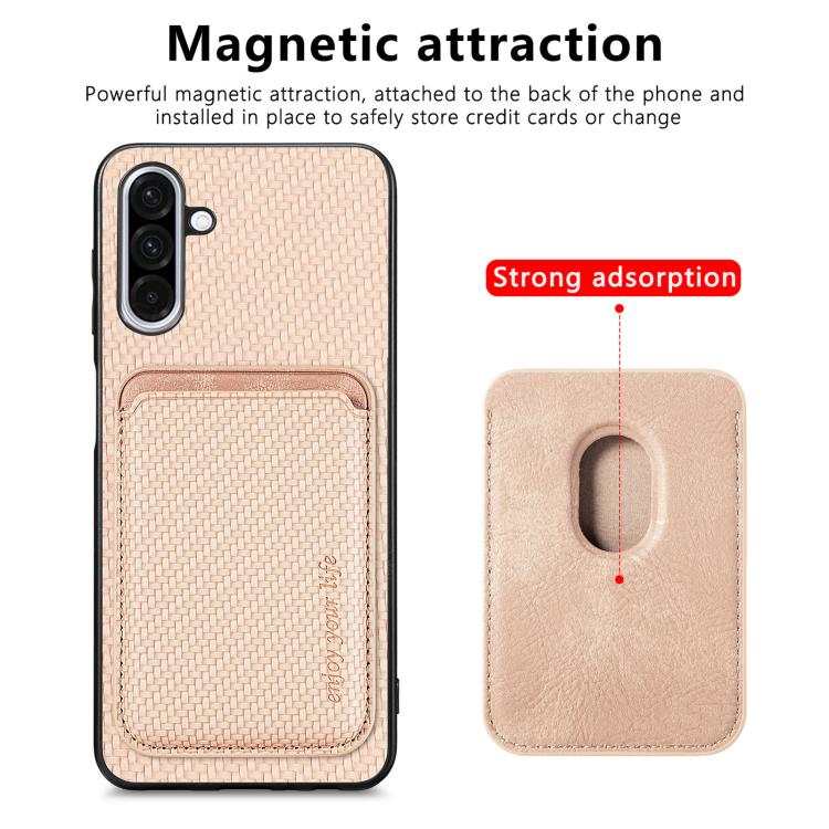 For Samsung Galaxy A36 5G Carbon Fiber Leather Card Magsafe Phone Case
