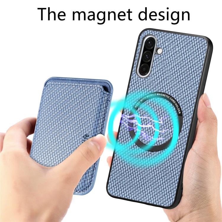 For Samsung Galaxy A56 5G Carbon Fiber Leather Card Magsafe Phone Case