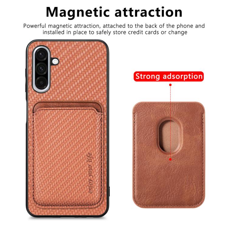 For Samsung Galaxy A56 5G Carbon Fiber Leather Card Magsafe Phone Case