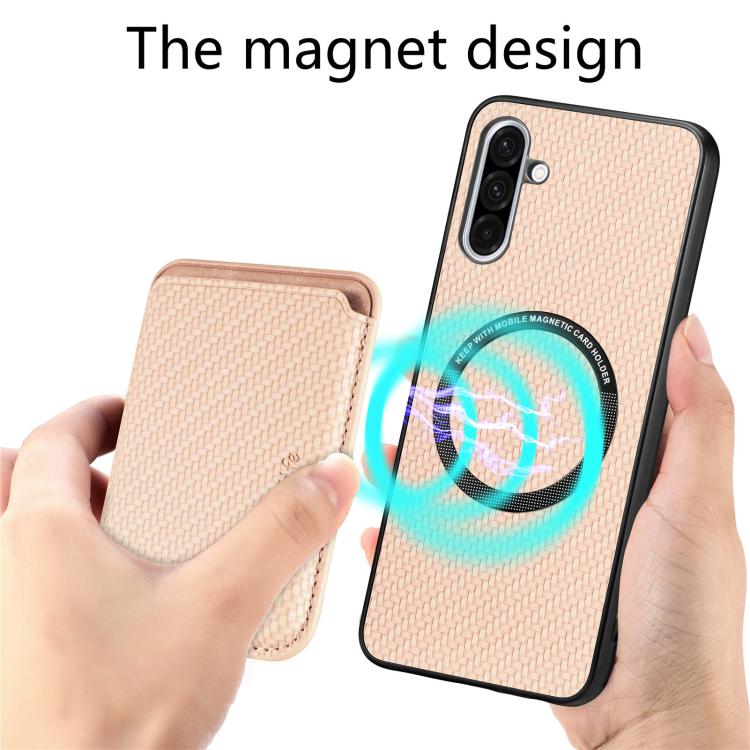 For Samsung Galaxy A56 5G Carbon Fiber Leather Card Magsafe Phone Case