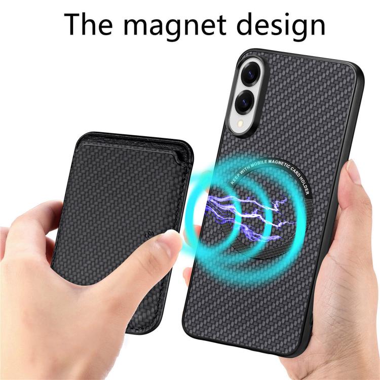 For Samsung Galaxy S25 Edge 5G Carbon Fiber Leather Card Magsafe Phone Case