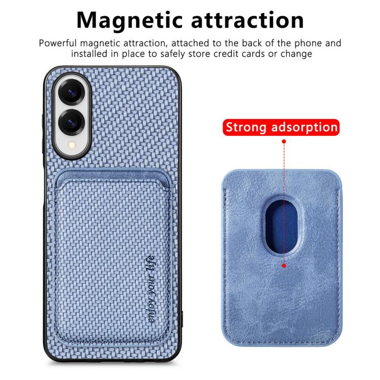 For Samsung Galaxy S25 Edge 5G Carbon Fiber Leather Card Magsafe Phone Case