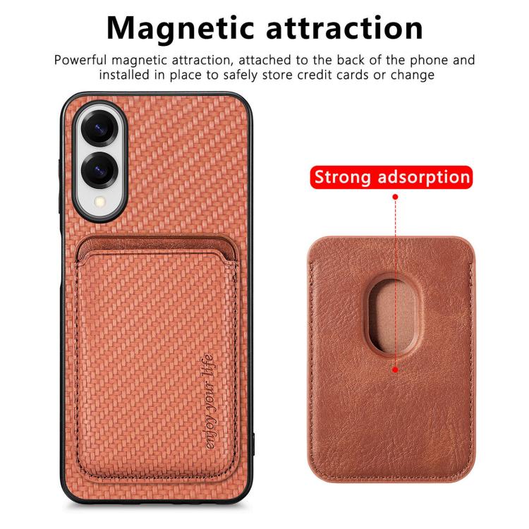 For Samsung Galaxy S25 Edge 5G Carbon Fiber Leather Card Magsafe Phone Case