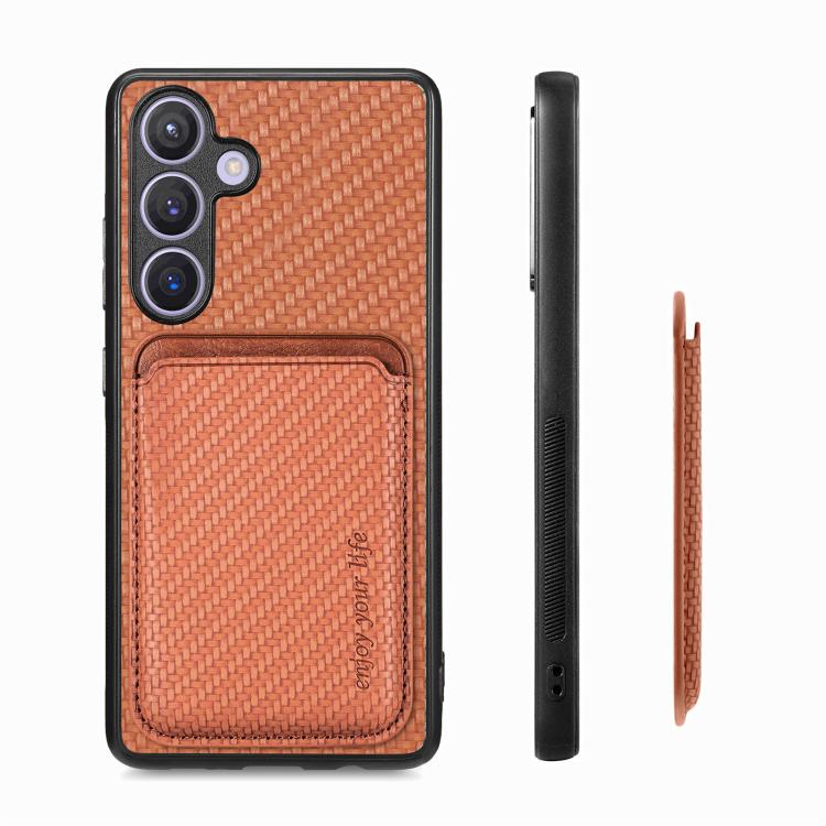 For Samsung Galaxy A37 5G Carbon Fiber Leather Card Magsafe Phone Case