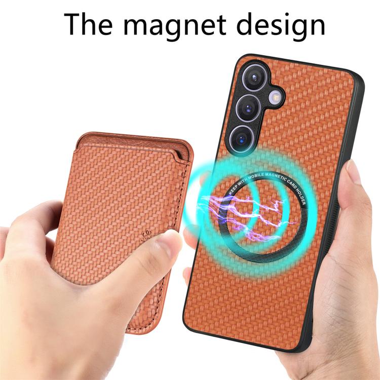 For Samsung Galaxy A37 5G Carbon Fiber Leather Card Magsafe Phone Case