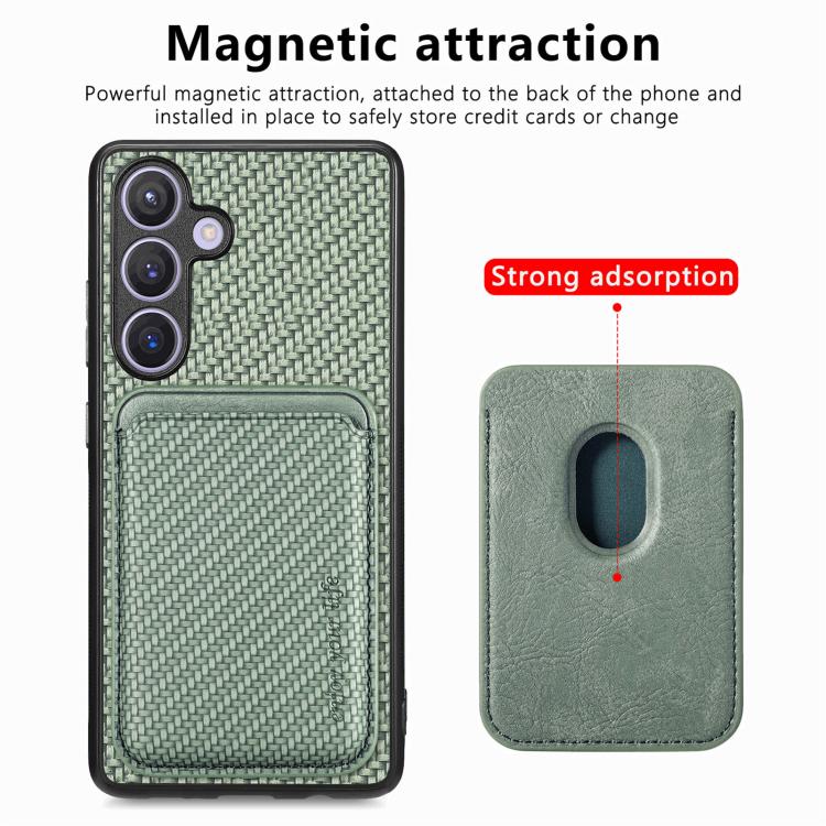 For Samsung Galaxy A37 5G Carbon Fiber Leather Card Magsafe Phone Case
