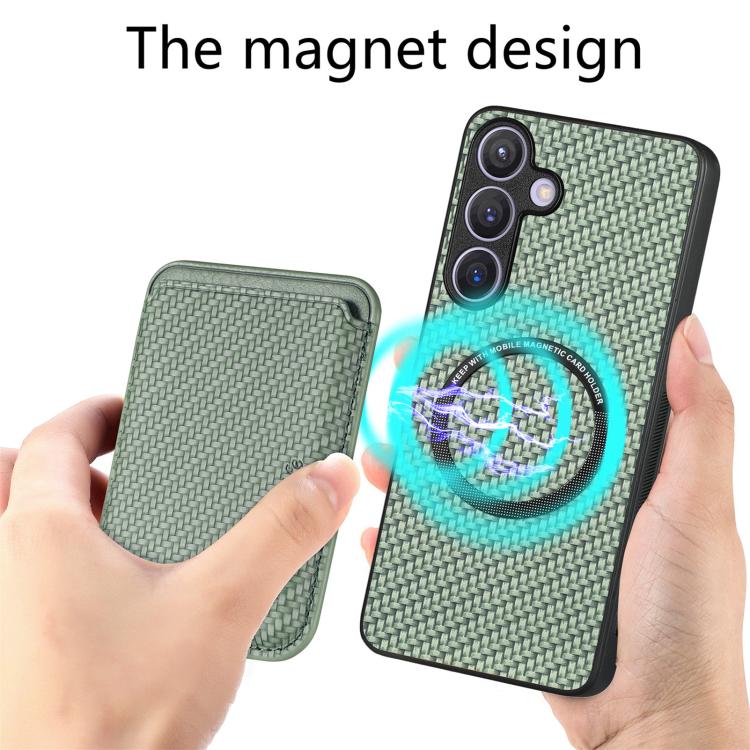 For Samsung Galaxy A37 5G Carbon Fiber Leather Card Magsafe Phone Case
