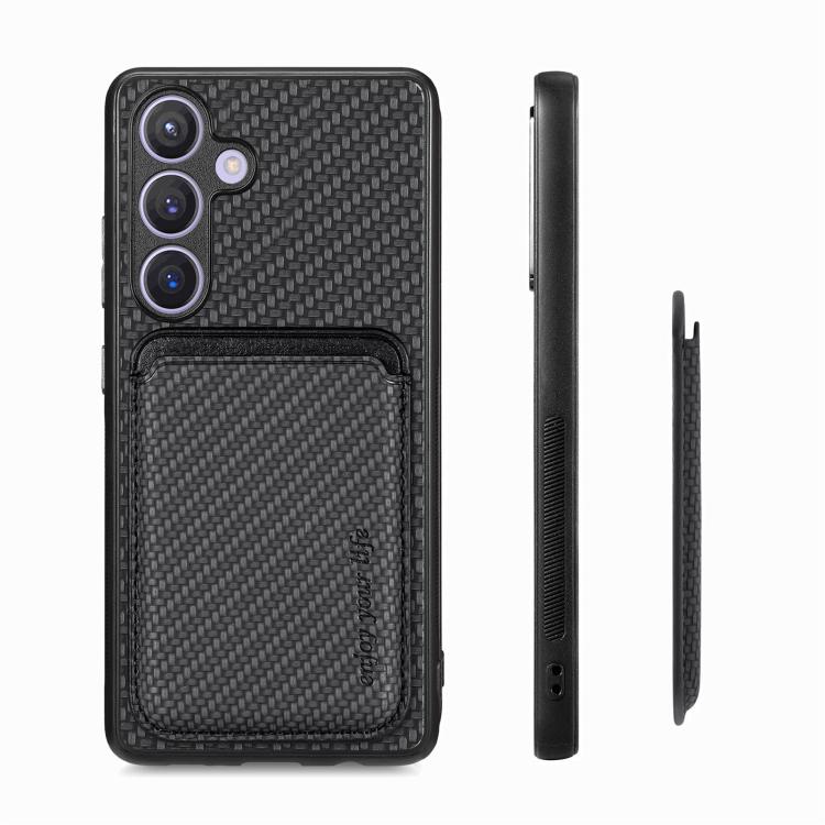 For Samsung Galaxy A57 5G Carbon Fiber Leather Card Magsafe Phone Case
