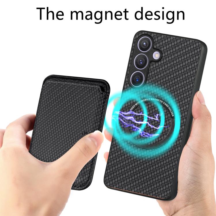 For Samsung Galaxy A57 5G Carbon Fiber Leather Card Magsafe Phone Case