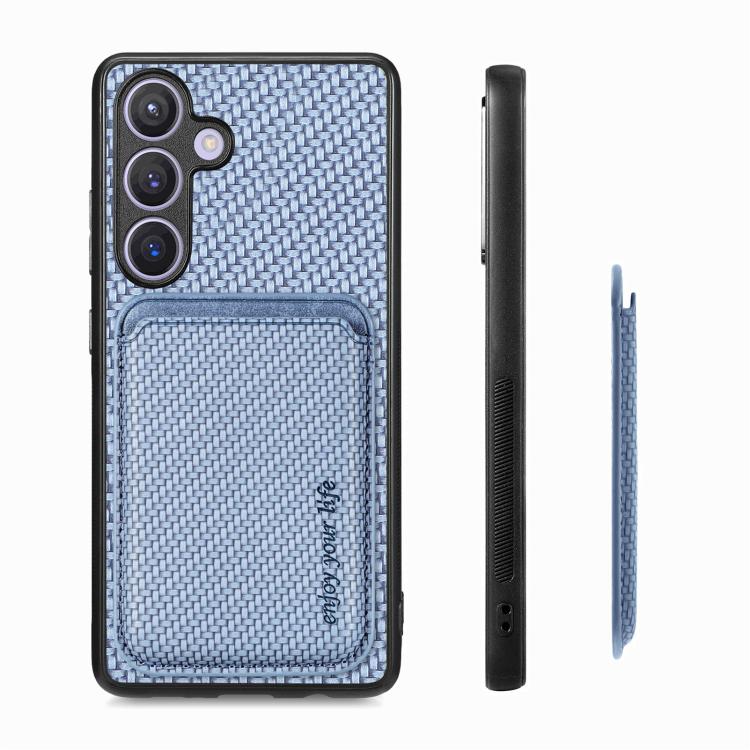 For Samsung Galaxy A57 5G Carbon Fiber Leather Card Magsafe Phone Case