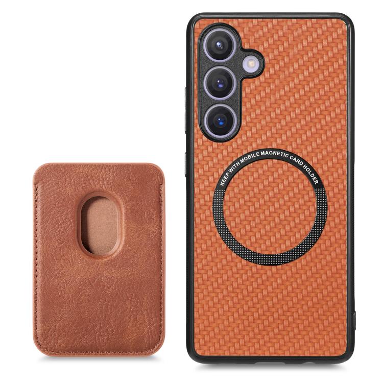 For Samsung Galaxy A57 5G Carbon Fiber Leather Card Magsafe Phone Case