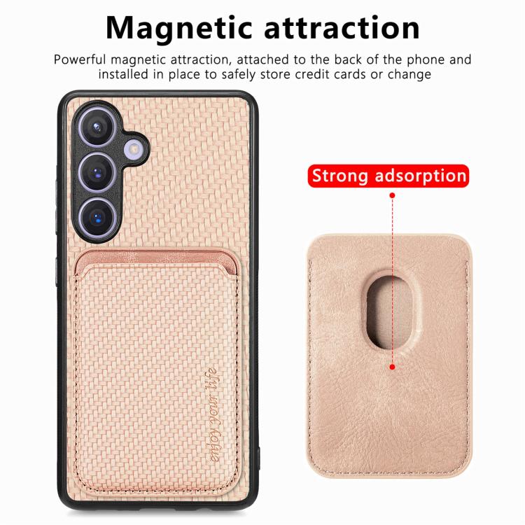 For Samsung Galaxy A57 5G Carbon Fiber Leather Card Magsafe Phone Case