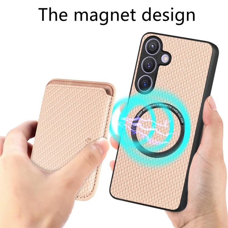 For Samsung Galaxy A57 5G Carbon Fiber Leather Card Magsafe Phone Case