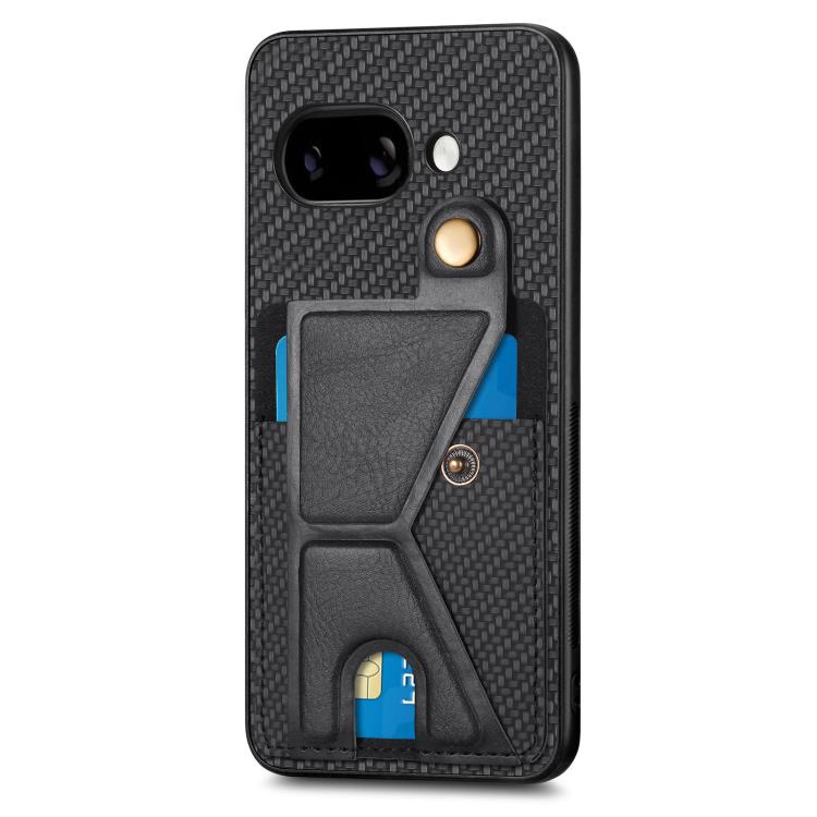 For Google Pixel 9a Carbon Fiber Wallet Flip Card K-shaped Holder Phone Case