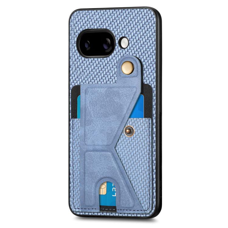 For Google Pixel 9a Carbon Fiber Wallet Flip Card K-shaped Holder Phone Case