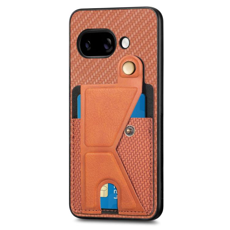 For Google Pixel 9a Carbon Fiber Wallet Flip Card K-shaped Holder Phone Case