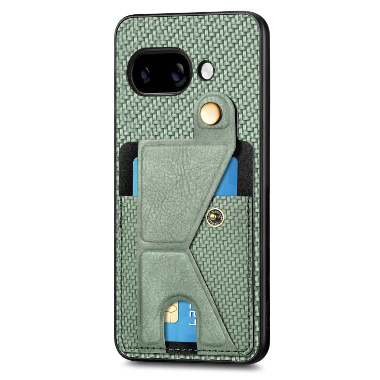 For Google Pixel 9a Carbon Fiber Wallet Flip Card K-shaped Holder Phone Case