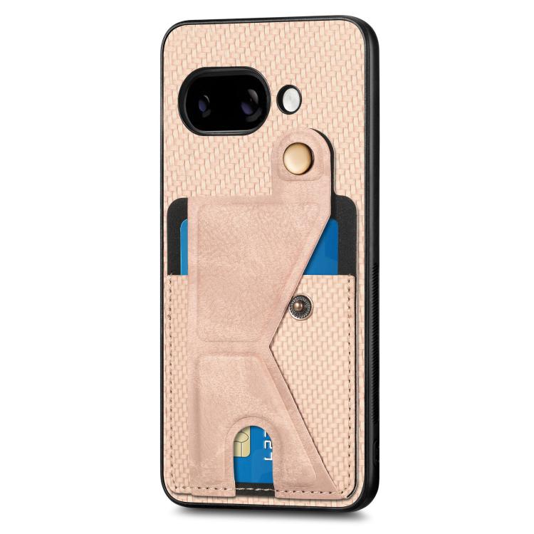 For Google Pixel 9a Carbon Fiber Wallet Flip Card K-shaped Holder Phone Case