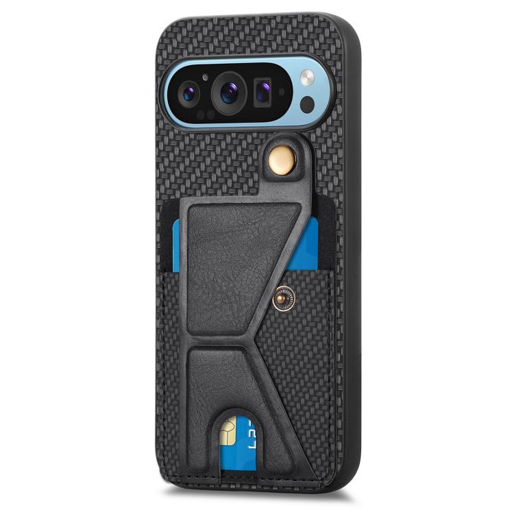 For Google Pixel 10 Pro XL Carbon Fiber Wallet Flip Card K-shaped Holder Phone Case