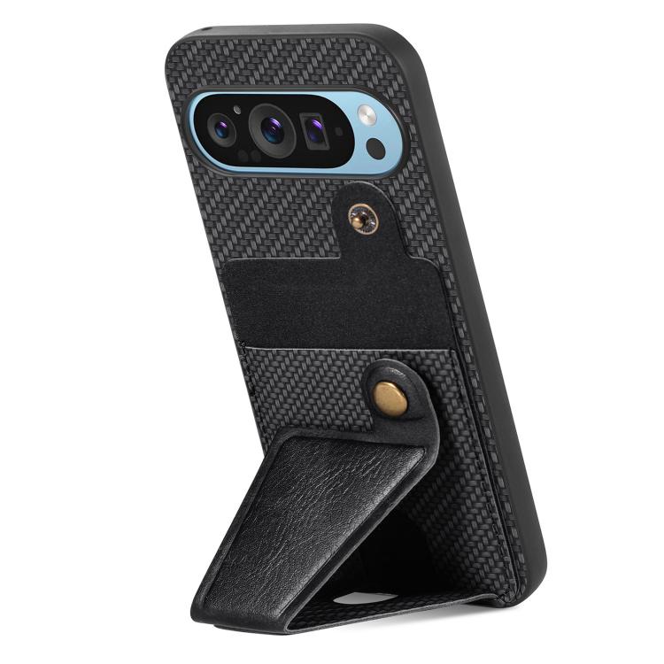 For Google Pixel 10 Pro XL Carbon Fiber Wallet Flip Card K-shaped Holder Phone Case