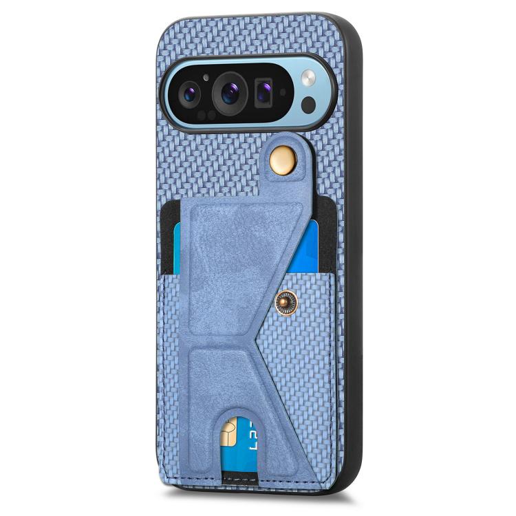 For Google Pixel 10 Pro XL Carbon Fiber Wallet Flip Card K-shaped Holder Phone Case