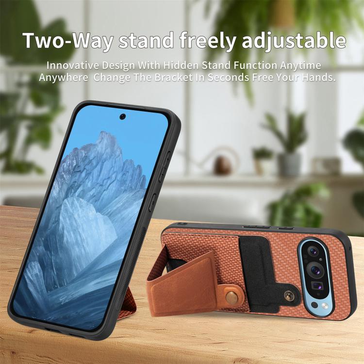 For Google Pixel 10 Pro XL Carbon Fiber Wallet Flip Card K-shaped Holder Phone Case